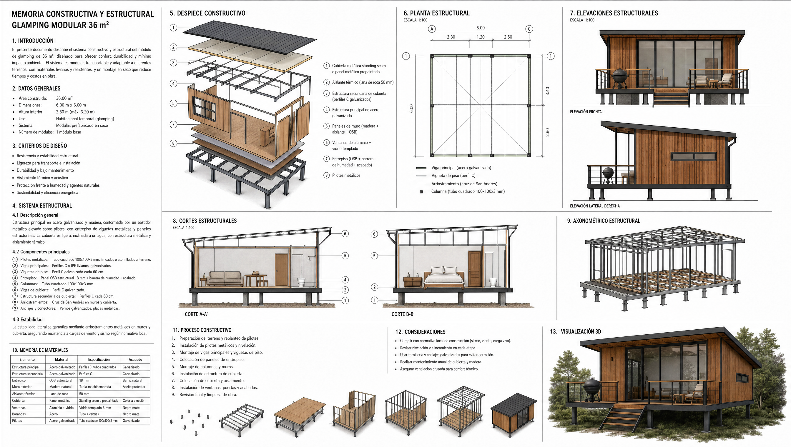 Memoria constructiva y estructural Glamping Luna 36 m2